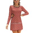 thumbnail image 1 of Brick Wall Pattern With Red Bricks Square Neck Dress Cute Loose Print Dresses Elegant Beach Party Dress Brick Pattern Wall Red, 1 of 5
