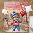 thumbnail image 4 of Happy Valentine’s Day Adorable Yorkshire Terrier Puppy Holding Heart Balloon Cozy Sherpa Blanket Yorkie Dog Lover Gifts Warm Soft Throw Blanket - 00030, 4 of 5