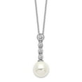 thumbnail image 6 of Sterling Silver Majestik Rhodium-plated 10-11mm Imitation Shell Pearl CZ Pendant Necklace, 6 of 6