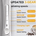 thumbnail image 2 of Hwawhin Rechargeable Milk Frother, Coffee Frother Mixer, 3-Speed Electric Handheld Milk Frother, Drink Mixer with Stainless 3 Whisks, Foam Maker for Coffee, Cream, Hot Chocolate,Latte, Matcha(White), 2 of 9