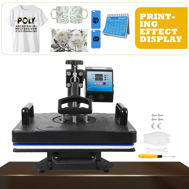 Heat Press, 5-in-1 Tshirt Sublimation Printer, 15X12 inch Heat Press  Machine Tshirt Digital Printer (1300W, Digital Dual-Tube) 