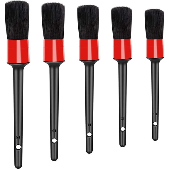 Detailing Brush, 5 Pcs Car Cleaner Brush Set for Engine Wheels Interior Air Vents Dashboard Emblems