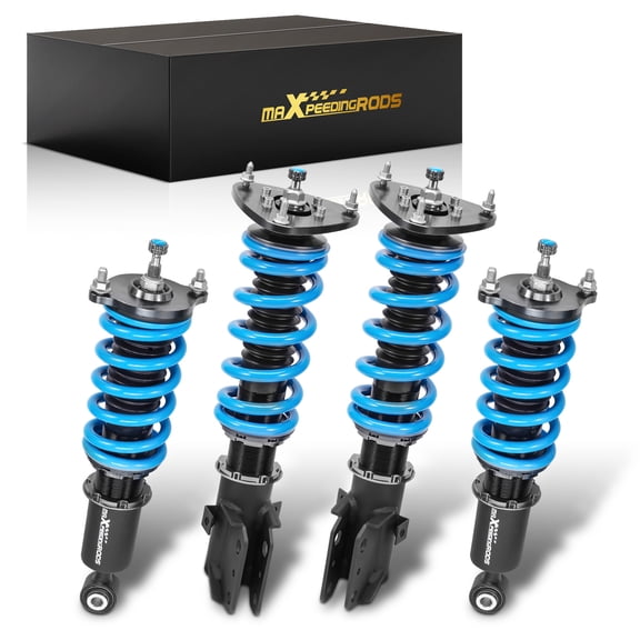 MaXpeedingrods Coilover for Subaru Baja 2003-2006, 24 Levels Damper Adjustable Coilovers Suspension Kit Strut, Height Adjustable T6 Upgraded Lowering Kits Blue