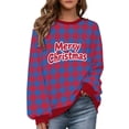 thumbnail image 2 of Maplenight Christmas Sweatshirts for Women Merry Christmas Plaid Pullover Crew Neck Sweatshirts Holiday Vacation Graphic Tees Tops, 2 of 7
