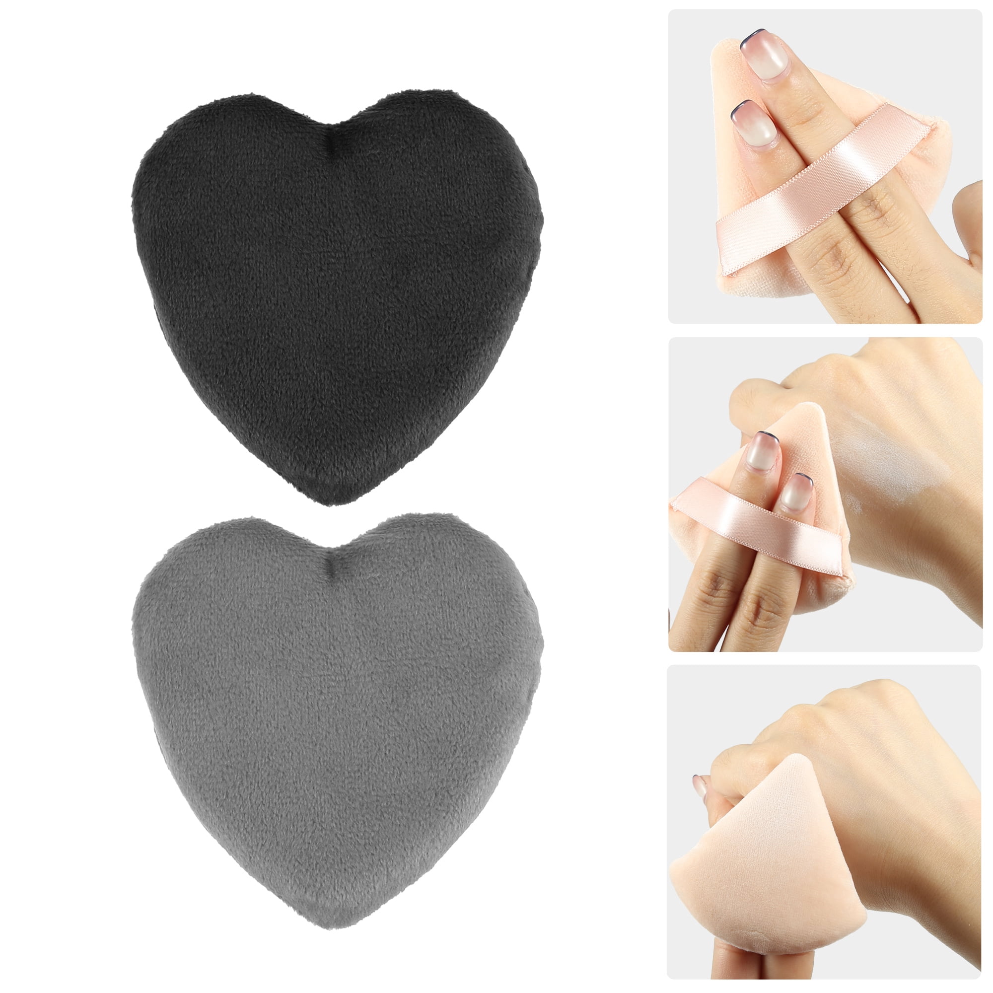 Unique Bargains 4 Pcs Loose Puff Face Soft Heart Shape Puff Makeup Tool Black Gray