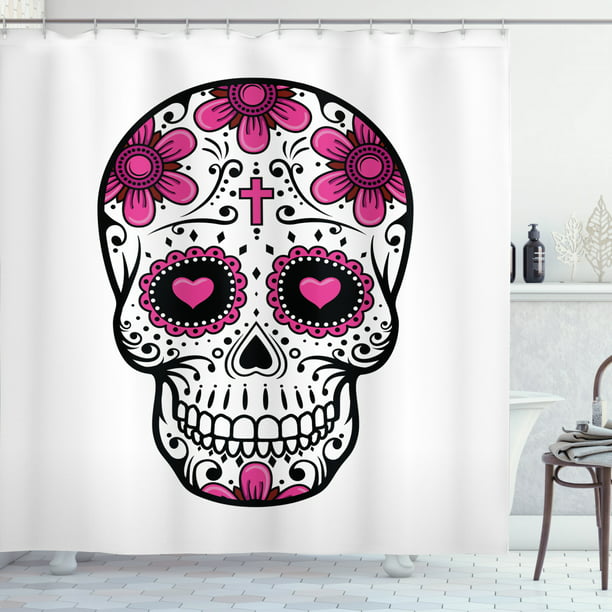 Sugar Skull Shower Curtain Flowers And, Skull Shower Curtain Sets