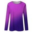 thumbnail image 4 of Women's Fashion Printed Loose T-shirt Long Sleeves Blouse Round Neck Casual Tops, 4 of 5