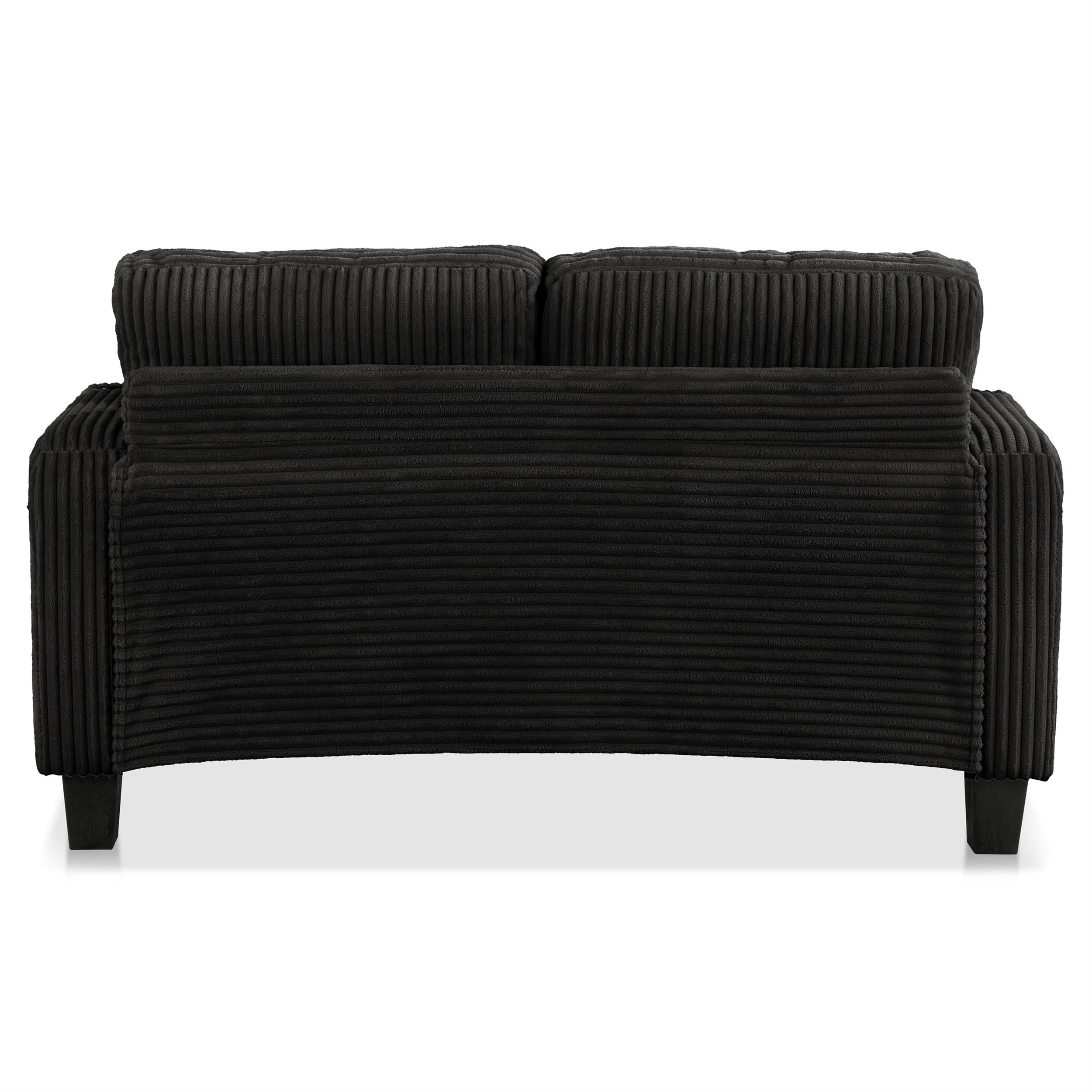 Furniture of America Fayen Modern Small Space Chenille Fabric Loveseat with Pillow, Black