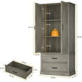 thumbnail image 2 of Luku Kitchen Pantry Storage Cabinet with Barn Doors, Drawer, and 2 Adjustable Shelves, Freestanding Tall Hutch with Microwave Stand for Kitchen, Dining Room, 2 of 7