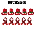 thumbnail image 3 of Lote de tapas para botellas de vino de Navidad, gorros navideños rojos y verdes, bufandas, adornos para el hogar, vajilla para fiestas, suministros de decoración 2024, 3 of 5