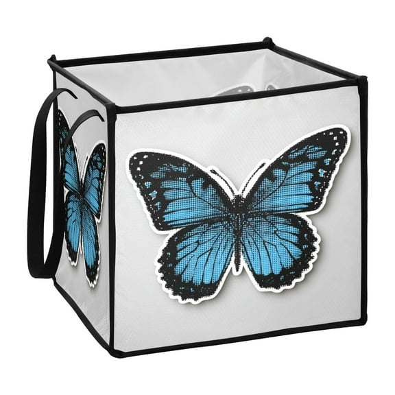 Home Organizer Foldable Fabric Storage Bin With Handle Flat Design Butterfly