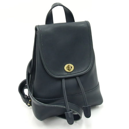 Pre-Owned Coach Backpack 9960 Navy Leather Old Women's Turnlock COACH (Fair)