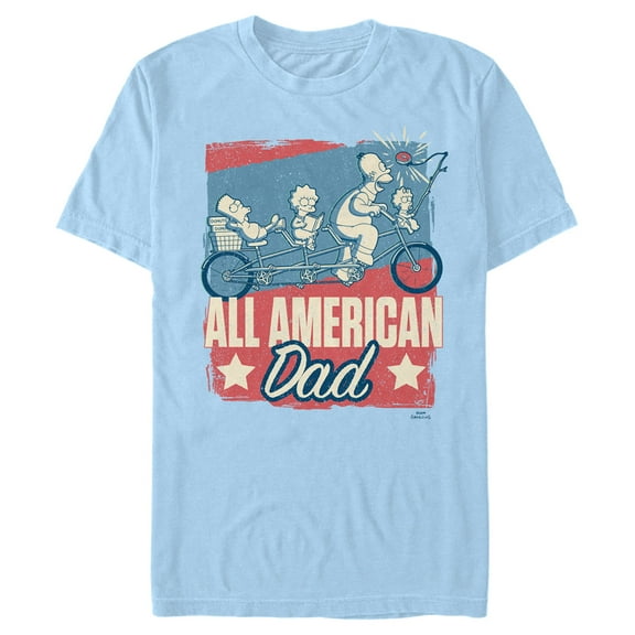 Men's The Simpsons Father's Day All American Dad Poster Graphic Tee Light Blue Large