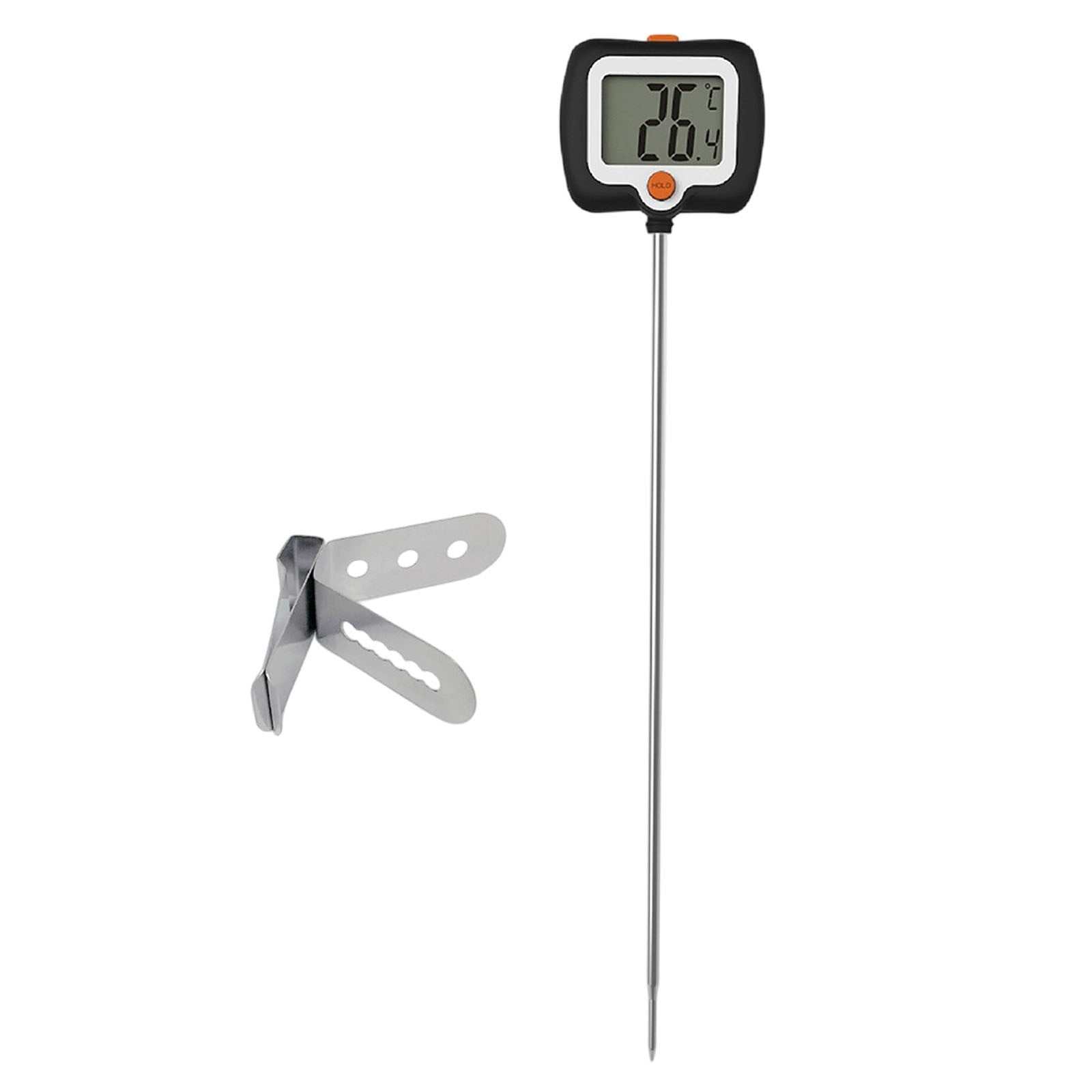 ZFSBZBS Long Digital Candy Thermometer with Pot Clip,Deep Fry Thermometer,Rotating Display, Best Instant Read Food Meat Thermometer for Candy Making or Deep Frying,Black