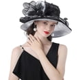 thumbnail image 3 of Women's Derby Church Hat Bridal Tea Party Wedding Party Sun Hat with Detachable Hat Flower as Fascinators, 3 of 5