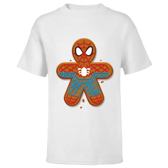Marvel Spider-Man Toon Holiday Gingerbread Man Cookie - Short Sleeve T-Shirt for Kids - Customized-White