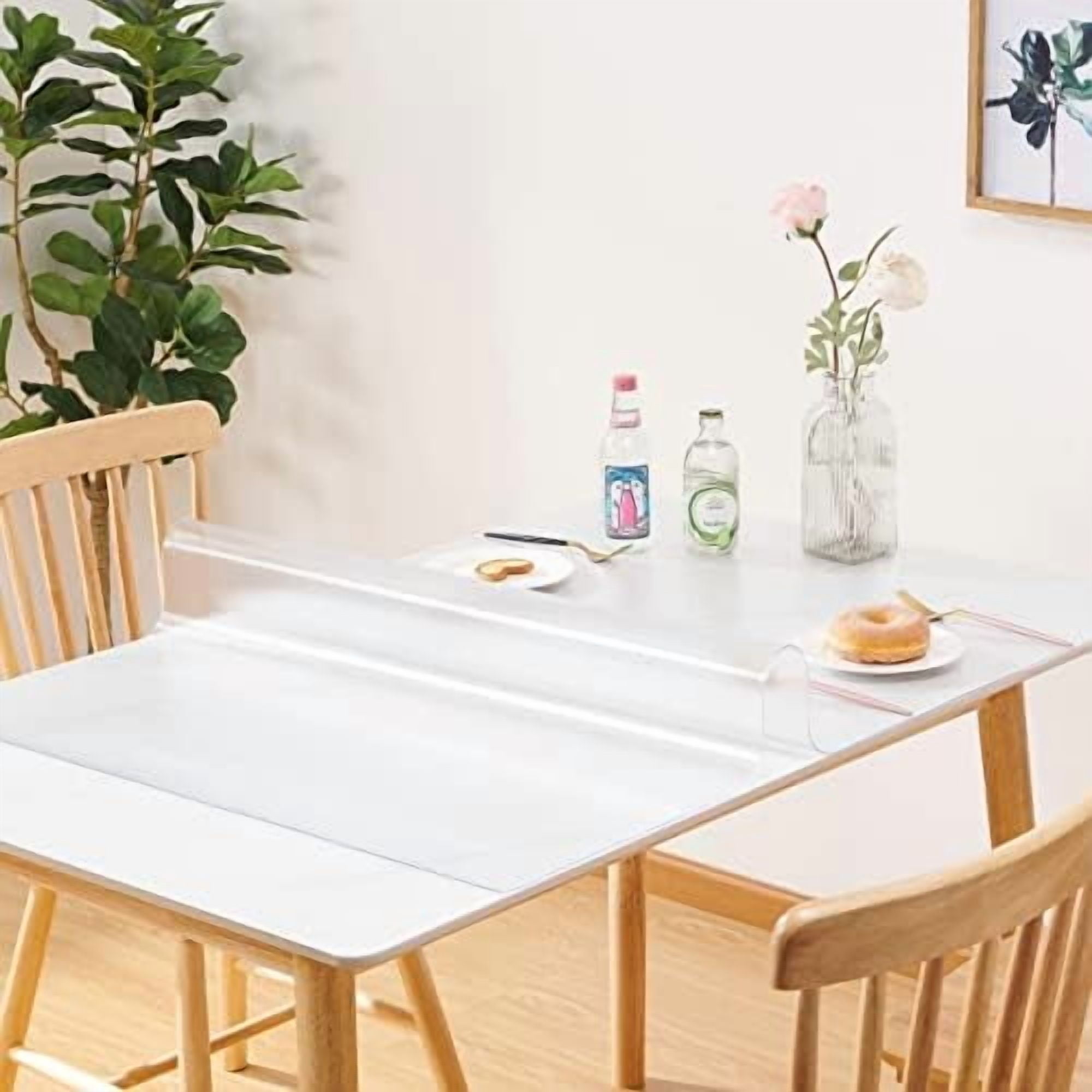 Frosted Table Cover Protector 42 x 88 Inch, 1.5mm Thick Plastic Desk Protector Mat, Rectangular Waterproof PVC Placemats, Transparent Mat for Kitchen, Dresser, Writing Desk, Dining Room Table