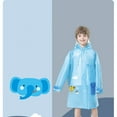 thumbnail image 4 of LIIPEE Girls Rain Wear Cartoon Animal Printed Long Sleeve Hooded Button Down Raincoat Kids Versatile Travel Rain Ponchos,Sky Blue,6-8 Years, 4 of 4
