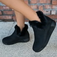 thumbnail image 4 of XIMIN Women Slip On Ankle Booties Fuzzy Boots Furry Faux Fur Lining Flat Short Snow Boots Fashion Winter Warm Comfy Suede Casual Shoes, 4 of 4