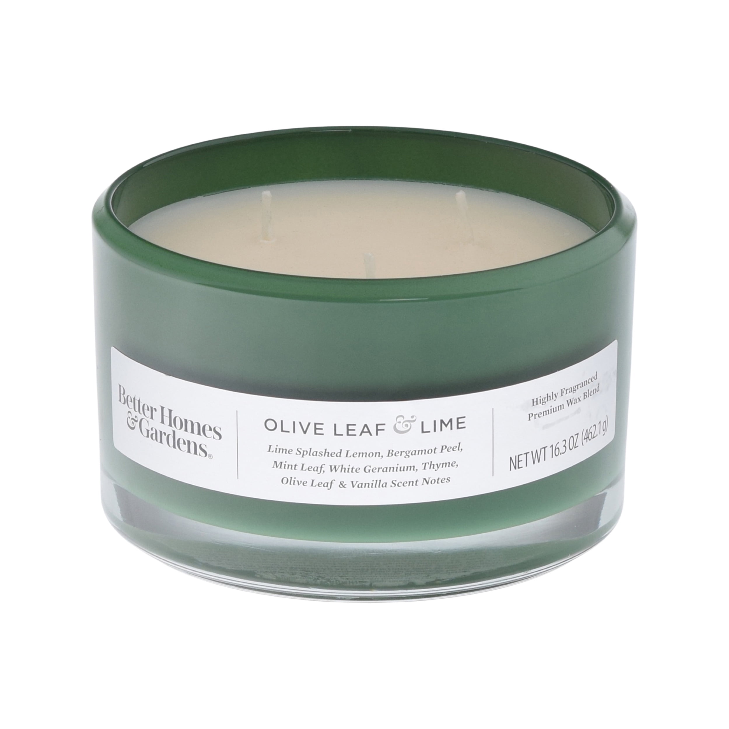 Better Homes & Gardens 16oz Olive Leaf & Lime Scented 3-Wick Glass Dish Candle