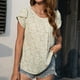 thumbnail image 2 of Moda Mujer Verano Casual Cuello Redondo Manga Corta Impresión Tops Pullover Blusa Pompotops hkajfhjk467839, 2 of 8