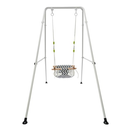 Aiqidi Toddler Swing  Folding Kids Baby Swing with Stand Adjustable Outdoor Indoor Swing Set for Infant w/Fully Wrapped Cloth Seat
