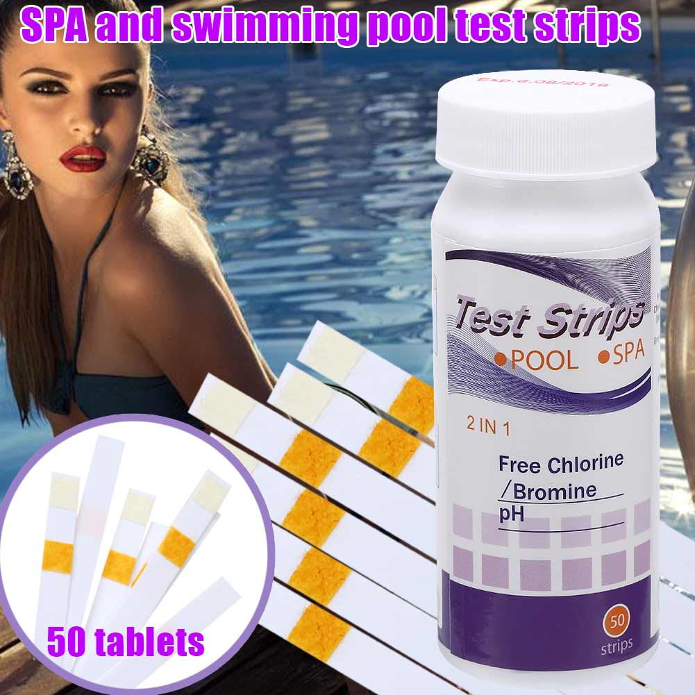50Pcs Swimming Pool Test Strips Hot Tub Spas Water Ph Chlorine Alkaline C52A 