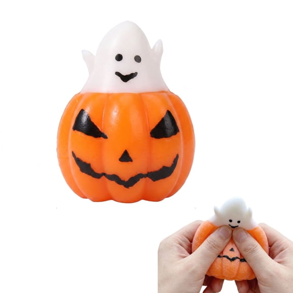 Halloween Pumpkin Ghost Squeeze Fidget Toys, Soft Stress Relief Squeeze Toys, Halloween Party Favors Trick or Treat Bag Fillers,Ultra-Soft Slow Rising Squishies , Focus & Relaxation
