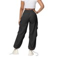 thumbnail image 6 of QATAINLAV Loose Cargo Pants for Women Harem Drawstring Ankle Cuffs Trousers Summer Baggy Elastic Waist Work Pants Solid Casual Sweatpants with Pockets Ofertas Flash Black XL, 6 of 9