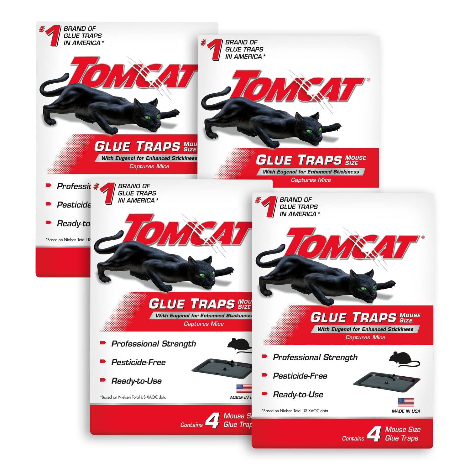 Tomcat Mouse Trap Glue Board - Immediate Grip, Professional Grade - 16 Glue Traps, Black
