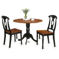 HomeStock 3 Piece Dining Room Set Includes a Round Kitchen Table with Dropleaf and 4 Dining Chairs, 42x42 Inch in Black and Cherry