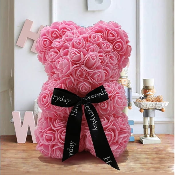 520 Oso rosa con flor eterna, regalo de San Valentín, regalo de cumpleaños, ramo de muñeca rosa, suministro de fábrica