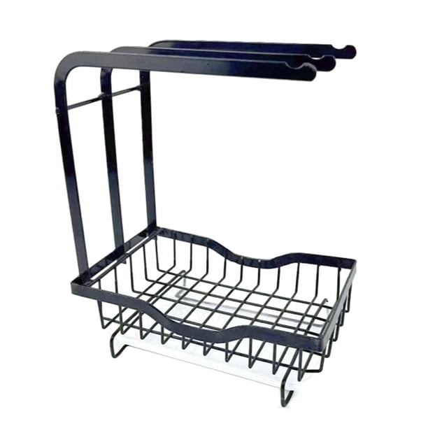 Escurridor de platos de metal, dispensador de jabón de cocina, organizador de cocina, estante para jabonera de almacenamiento, soporte para esponja de Negro BLESIY Estante para platos de cocina