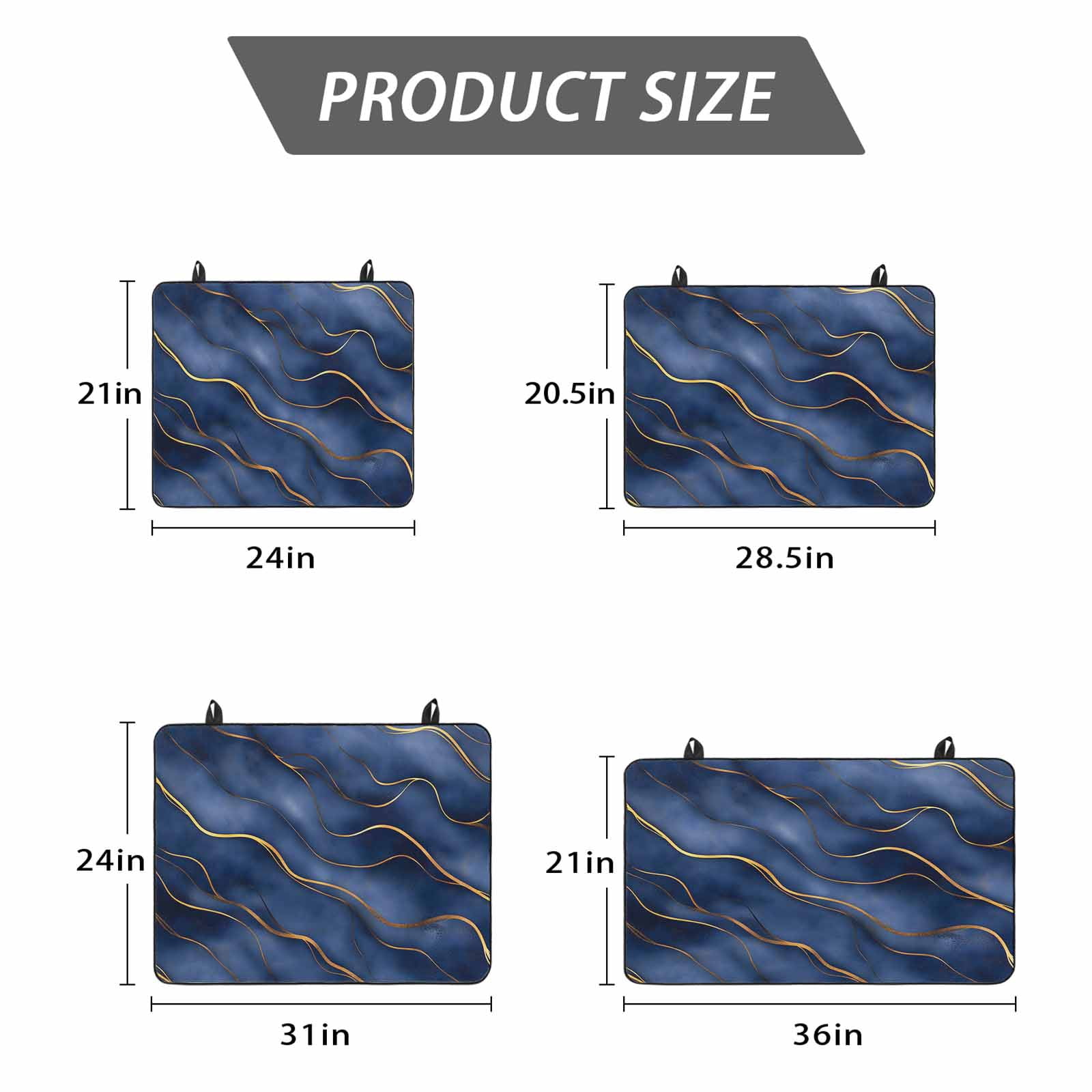 Navy Blue Marble Stove Top Cover for Electric Stove, Heat-proof & Non Slip Glass Top Stove Cover Protector, Modern Golden Geometric Art Kitchen Flat Cooktop Rubber Mat 24x21 Inches