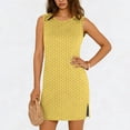 thumbnail image 2 of Sentmoon Robe pour Femmes Vacances Sans Manches Col Rond Mignonne Robes d'Été pour Femmes Printemps Imprimé à Pois Coupe Régulière Grande Taille Robe Mini Respirante pour Voyage et Vacances Jaune G, 2 of 7