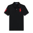thumbnail image 1 of Short Sleeve Polo Shirt Men's Loose Plus Size Lapel Solid Color Cotton Embroidered Shirt, 1 of 3