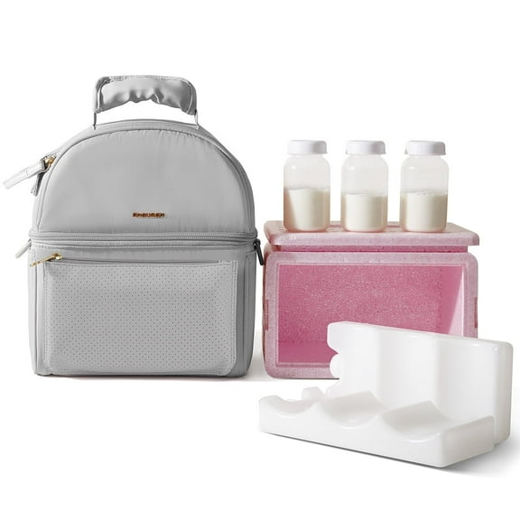 Sunveno Breastmilk Cooler Bag with Detachable Insulation Box Set, Gray ...