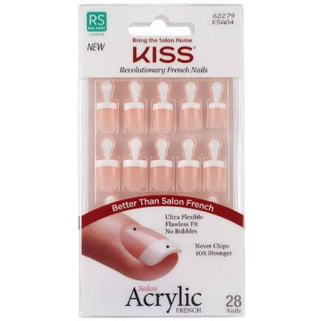 Kiss Salon Acrylic Real Short Length Revolutionary French Nails, 28 Ct