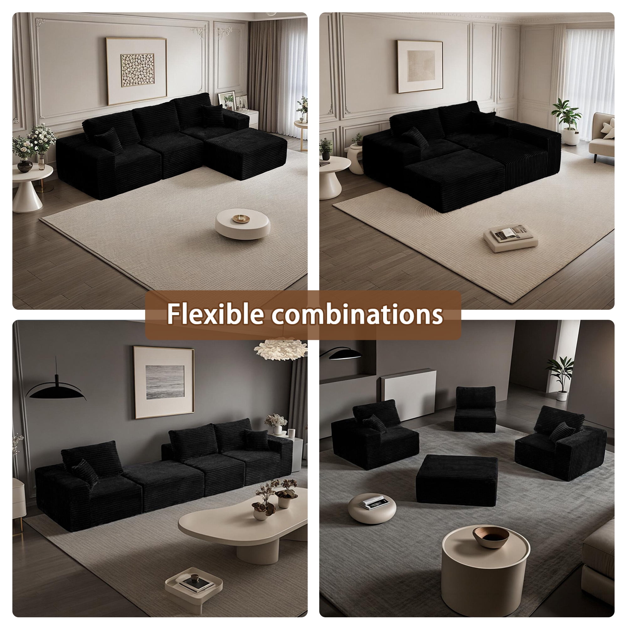 Boneless Cloud sofa, Small Sectional Loveseat Sofa with Memory Foam,No Assembly Required,Soft Corduroy Fabric,Compact Box Delivery for Apartments & Living Rooms