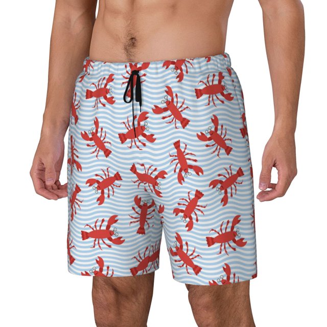 Fotbe Cartoon Lobsters 1 Traje de Baño para Hombre – Shorts de Natación de Secado Rápido con Forro y Bolsillos-X-Large