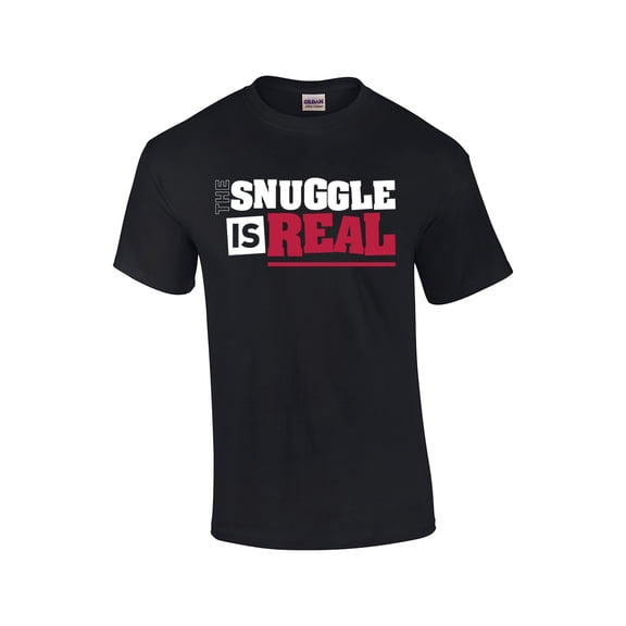 The Snuggle is Real Funny Adult Short Sleeve T-shirt-Black-Small