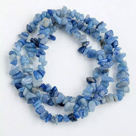 EOEMY Natural Blue Aventurine Jade Quartz Crystal Stretch Bangle Bracelet Reiki Amulet