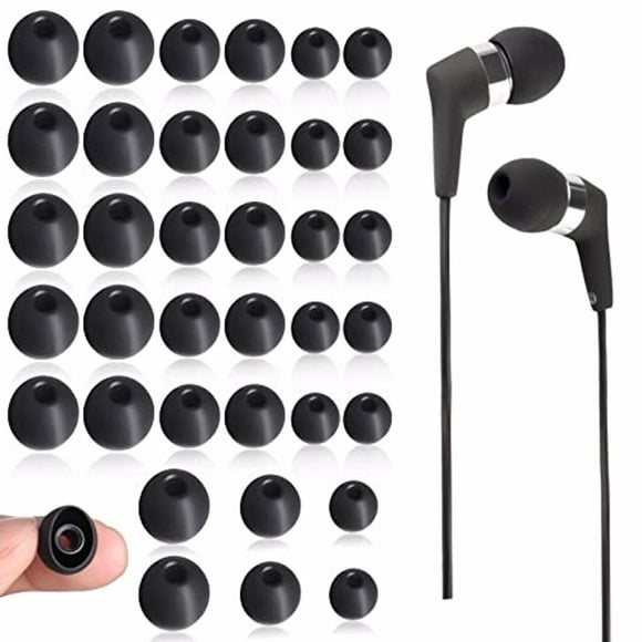 tamizeot Embout de Remplacement pour Écouteurs Intra-Auriculaires Bouchon d'Oreille Confortable Pièces de Rechange Noir 36 Pcs 1Ensemble