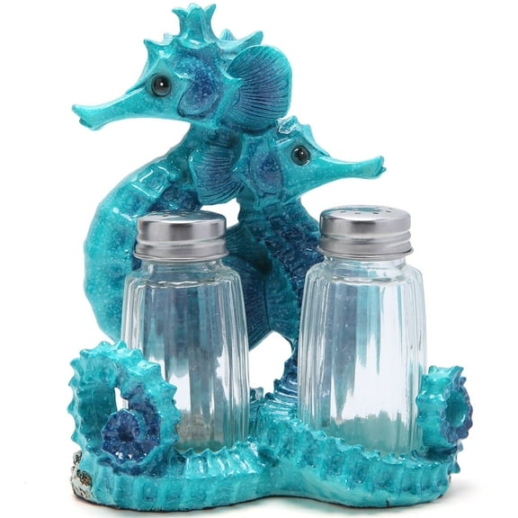 Hodao Crab Salt and Pepper Shaker Set  Coastal Ocean Theme Resin Holder with Glass Bottles, Creative Tabletop Seasoning Organizer