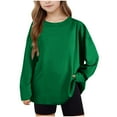 thumbnail image 2 of Girls Long Sleeve Shirt Green 100% Cotton Crewneck Top Soft Comfort Fit Kids Kids Casual Apparel,Size 5 T, 2 of 9