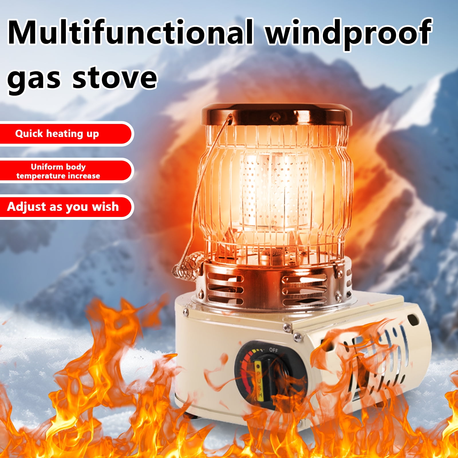Arcticwind Outdoor Camping Heater for Tents,Portable picnic heater,Tent Heater Stove for Camping,Outdoor Camping,Ice Fishing Heater,Cooking Dual-Use, Multifunctional Windproof Gas Stove,Beige