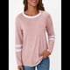 thumbnail image 4 of Camisetas de Larga para Mujer, Camisetas Casuales con Cuello Redondo y Bloques de Color, Ropa de Moda de Otoño, Conjuntos Modernos Rosa M, 4 of 8