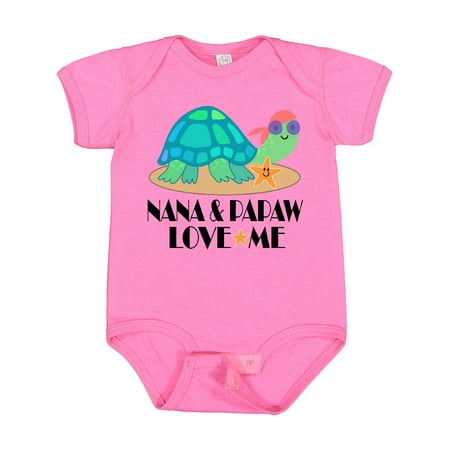 

Inktastic Nana and Papaw Love Me Grandchild Turtle Gift Baby Boy or Baby Girl Bodysuit