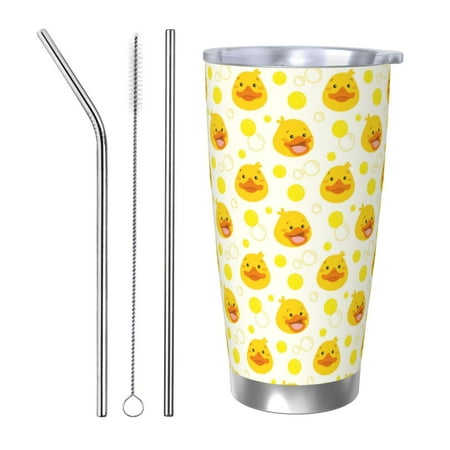 

Fuzoiu Ducky Cartoon Print 20oz Tumbler Stainless Steel Vacuum Insulated Car Cup Insulated Coffee Mug Travel Mug with Lid Thermal Cup for Outdoor-Straw Three-piece Set