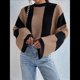 thumbnail image 4 of Suéter de Punto con Cuello Alto y Mangas Acampanadas con Bloques de Color para Mujer Caqui M, 4 of 9